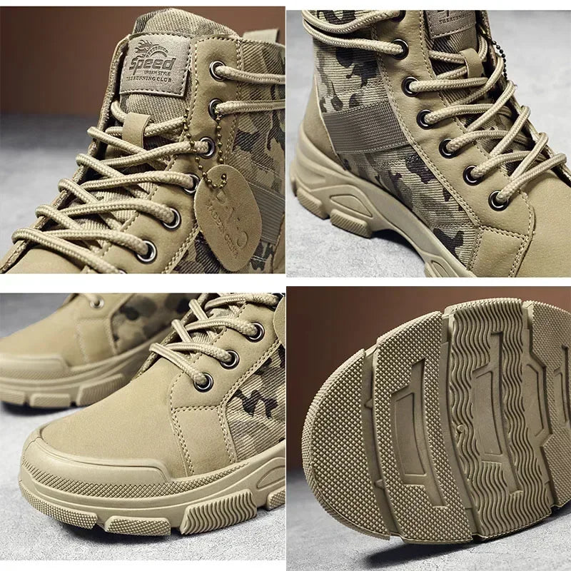 Camouflage Boots for Men Autumn Winter Platform Boots Outdoor High-top Shoes Men Ankle Boots Buty Robocze Meskie Good Vibrations