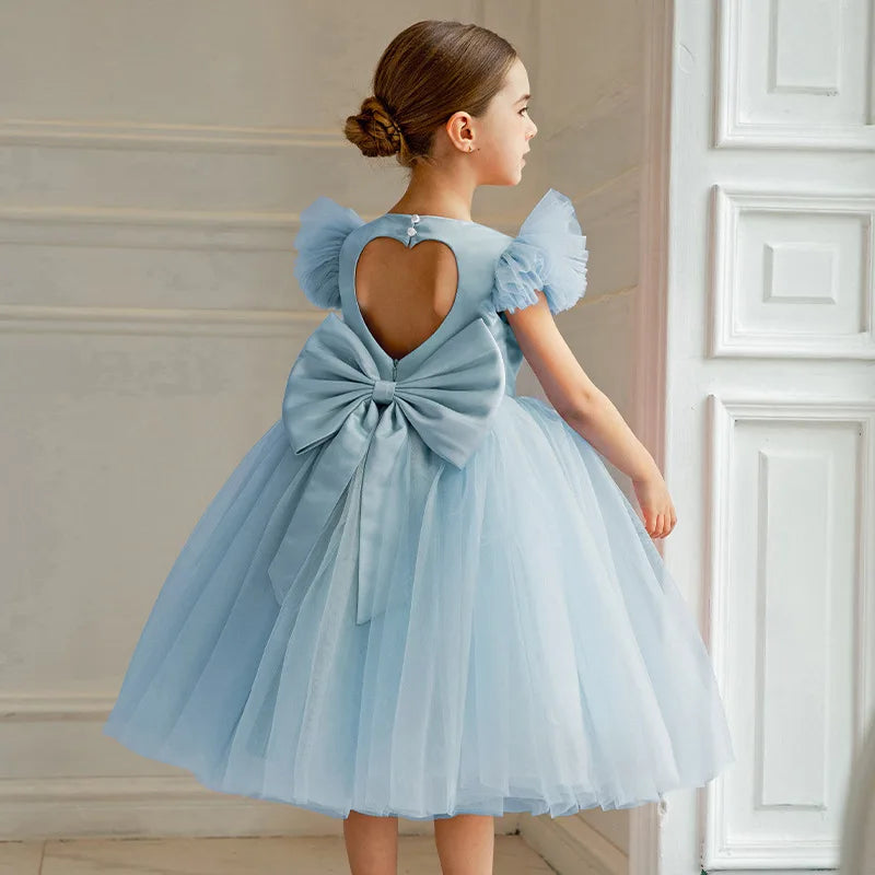3-8 year Girls Elegant Dress children's costume Big bow backless wedding Formal Gown princess dress birthday Evening Vestidos Good Vibrations
