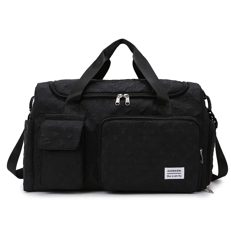 Fashion Large Capacity Checkerboard Pattern Duffle Handbag, Lightweight Travel Luggage Storage Bag, Portable Sports Fitness Bag Good Vibrations