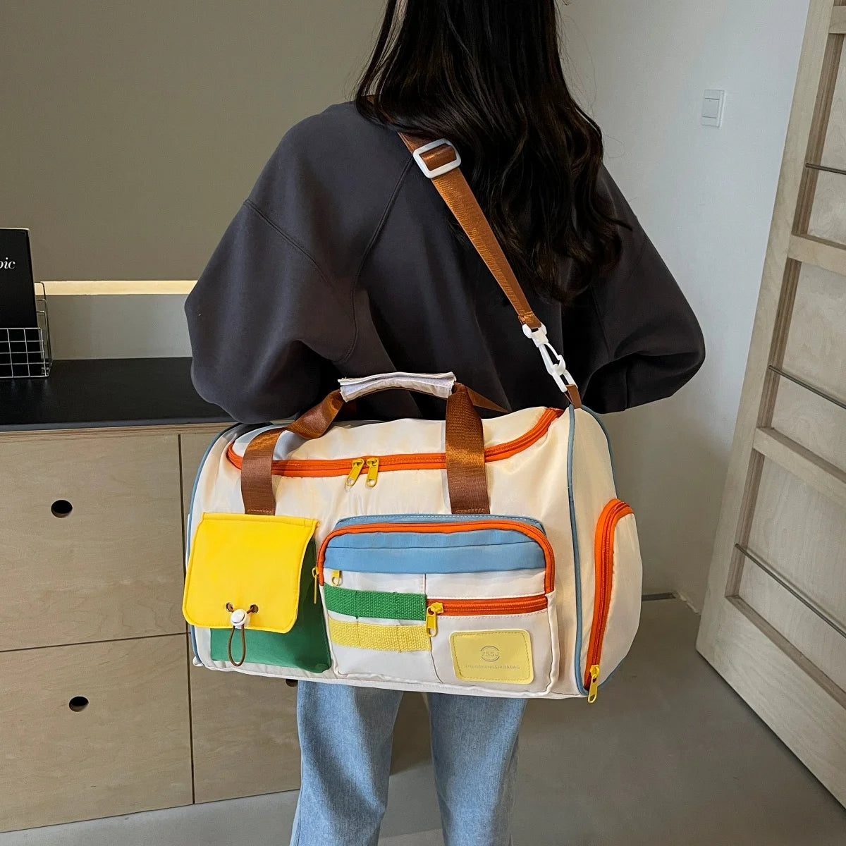 Travel Bag, Duffel Bag Cosmetics Bag, Professional Fitness Bag, Yoga Swimming Training Backpack, Satchel Shoulder Crossbody Tote Bag, Suitable for Men and Women Good Vibrations