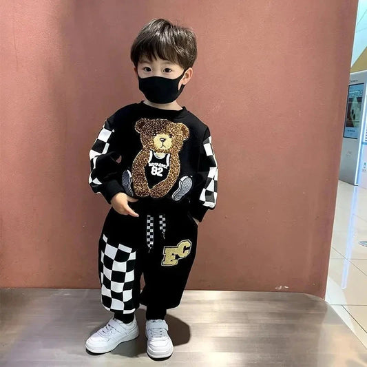 Children Baby Fashion Hoodies Boys Girls Clothing Sets Spring and Autumn Kids Long Sleeve Sweatshirt+Pants Casual Outfit Good Vibrations