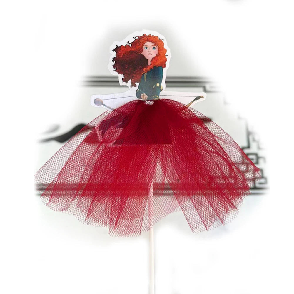 1pcs/lot Tangled Snow White Jasmine Princess Theme Birthday Party Girls Favor Decorate Tiana Beauty Beast Design Cupcake Toppers Good Vibrations