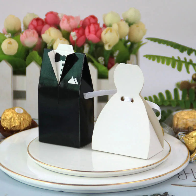 Wedding Gift Bag Bride and Groom Candy Box DIY with Ribbon Wedding Decorations Souvenir Party Supplies Good Vibrations