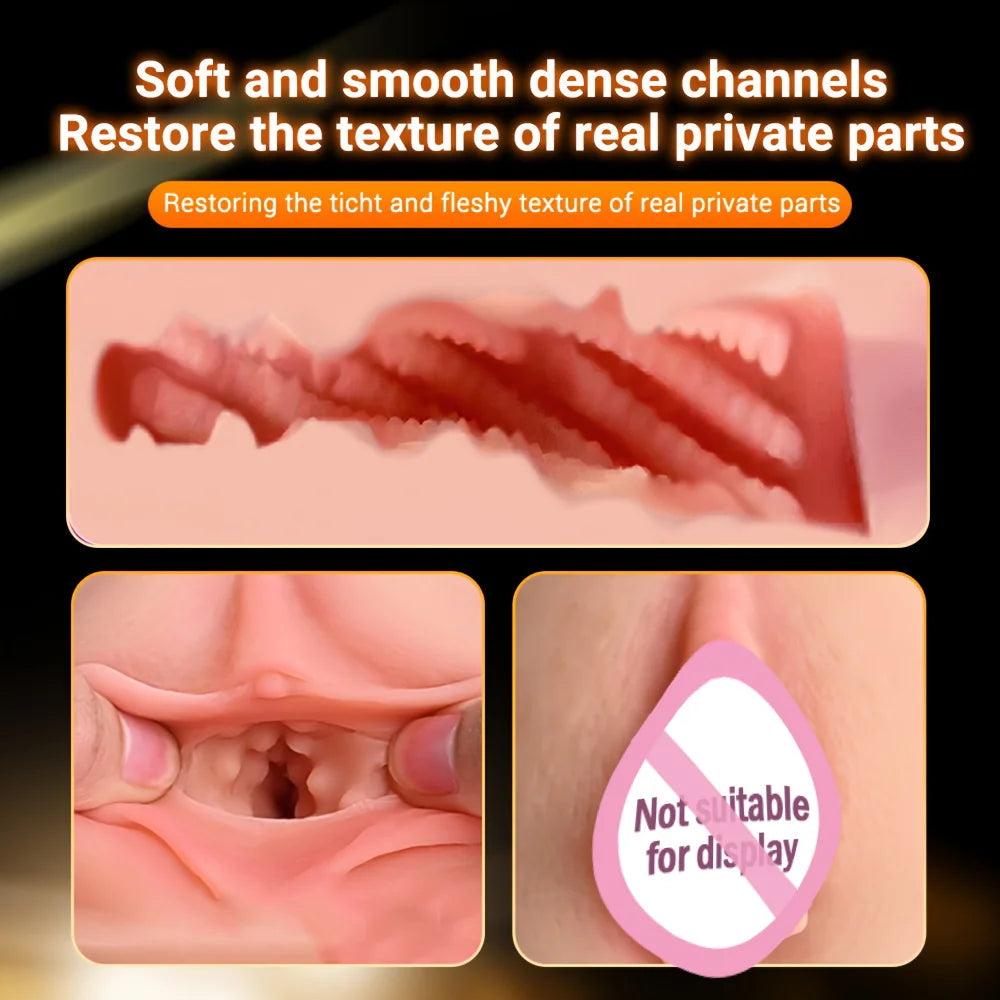 Male Masturbator Cup Adult Erotic Toys Realistic Rubber Vagina Penetration Soft Pocket Pussy Deep Throat Sexy Toys for Man Good Vibrations Adult Super Store