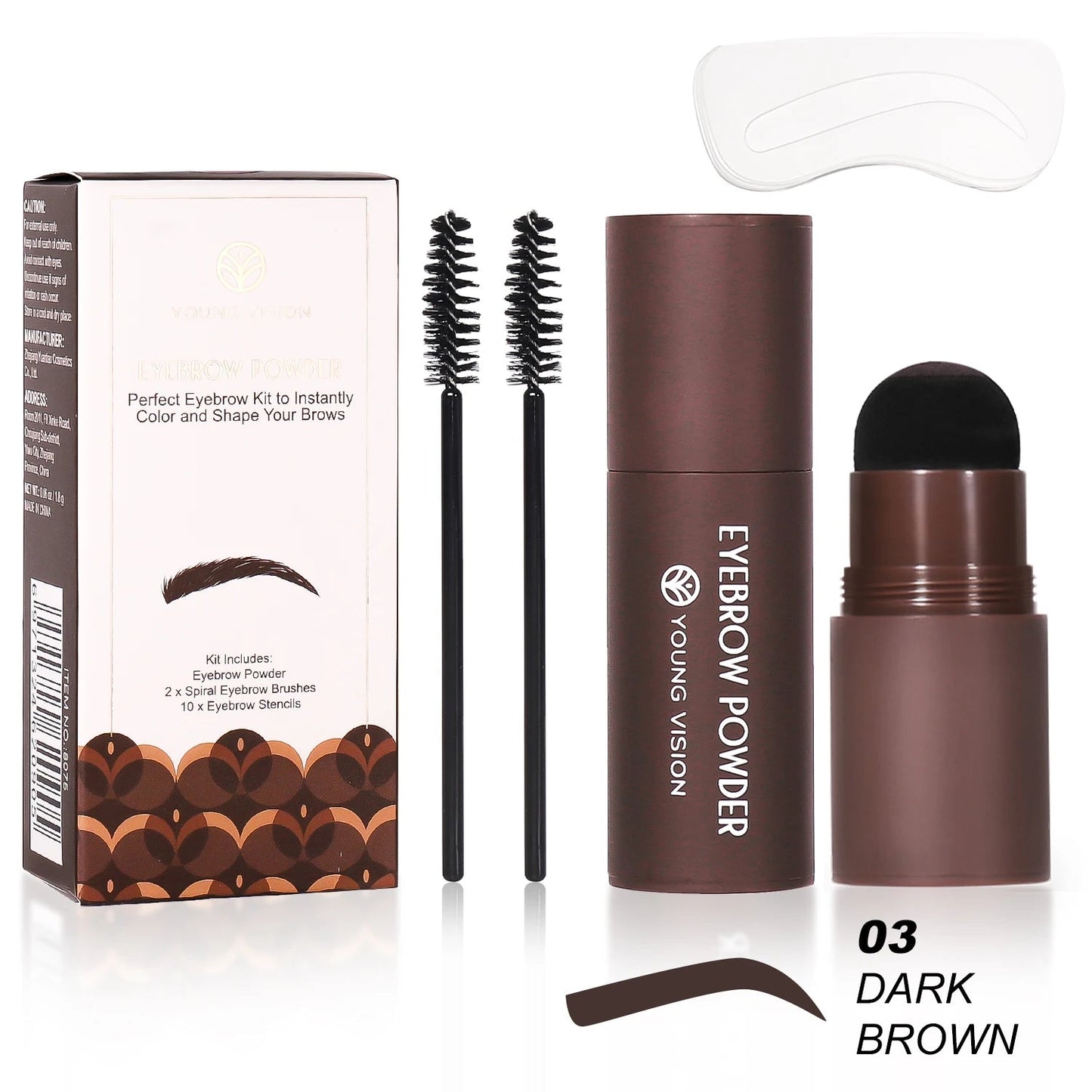 Eyebrow Stamp Stencil Kit - 1 Pcs Eye Brow Stamp Shaping Kit Long-Lasting Waterproof, Eyebrow Makeup Brow Shape with 10 PCS Good Vibrations