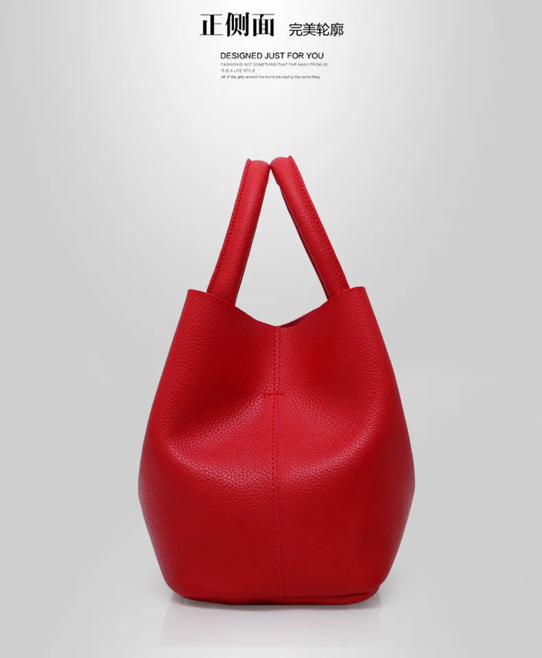 Woman shoulder bag Large capacity Handbag for Women Crossbody bag Lychee pattern PU Portable bucket bag ladies messenger bags Good Vibrations