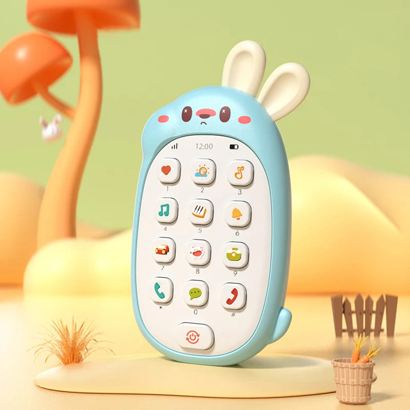 Baby Rabbit Mobile Phone Children's Toy Can Bite Puzzle Early Education Baby Multi functional Music Simulation Phone Good Vibrations