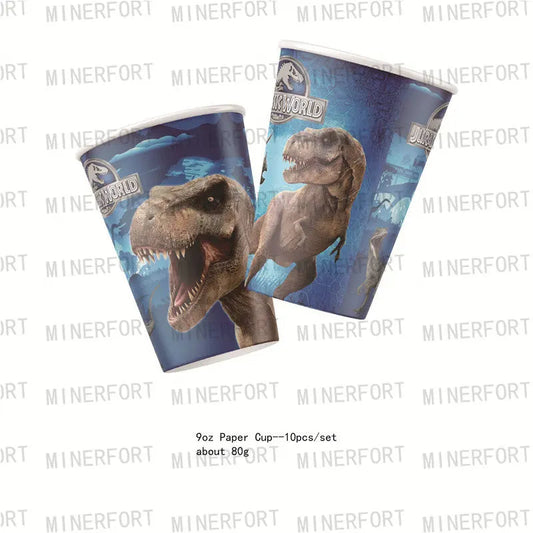 New Jurassic World Theme Party Disposable Tableware Jurassic World Dino Birthday Party Decorations Jungle Party Supplies Toys Good Vibrations