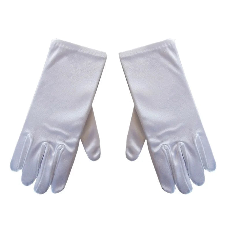 Kids Gloves White Short Satin Feel Boy Hold Flower Girl Good Vibrations
