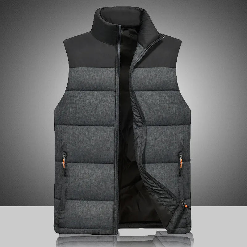 Men Vest Business Casual Sleeveless Jacket Cotton-Padded Vest Autumn Winter Windproof Warm Thicken Waistcoat Outdoor Outwear Good Vibrations