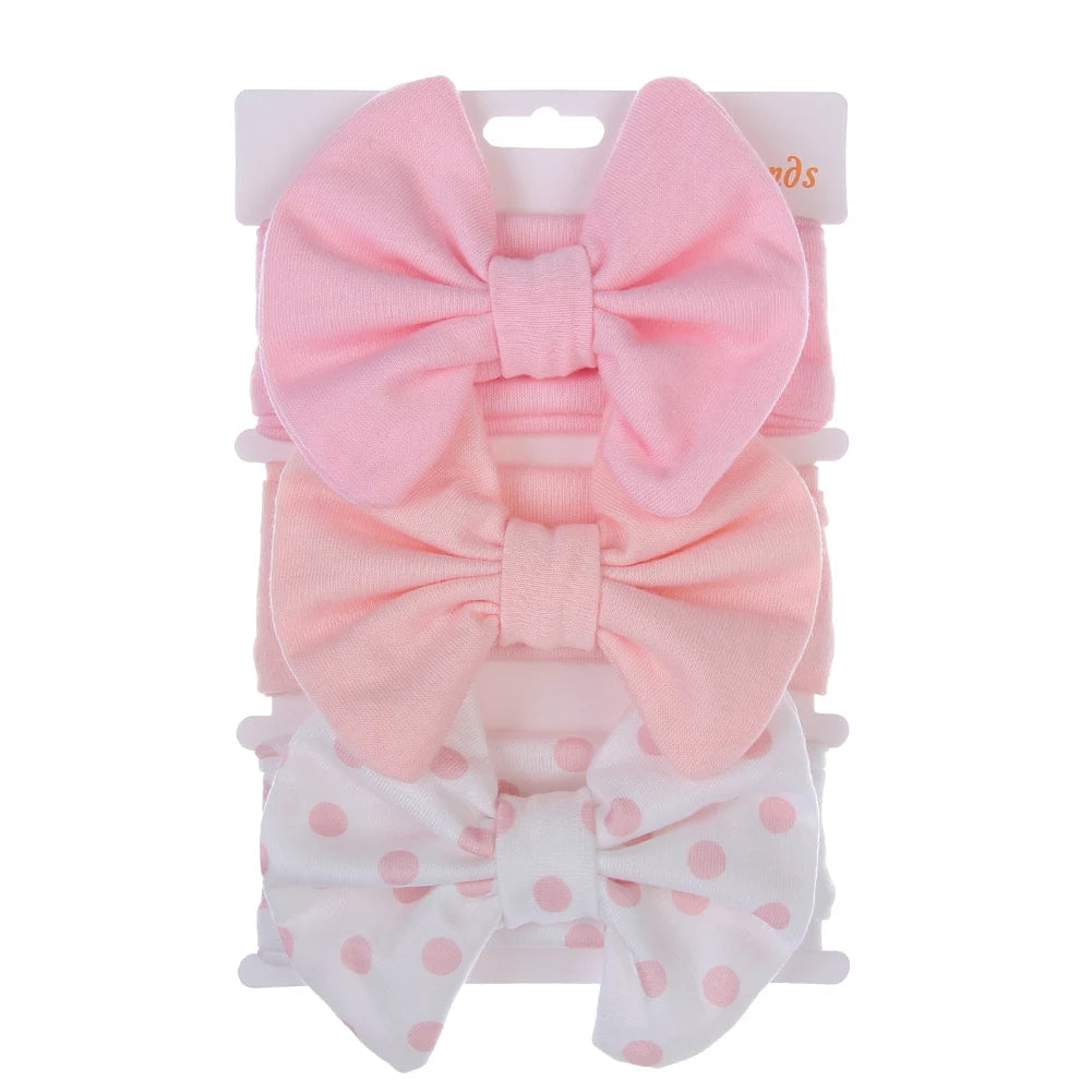 3Pcs/Set Cute Cotton Bows Baby Headbands Newborn Infant Ealstic Hairbands Boys Girsl Dot Striped Flower Print Kids Headwraps Good Vibrations