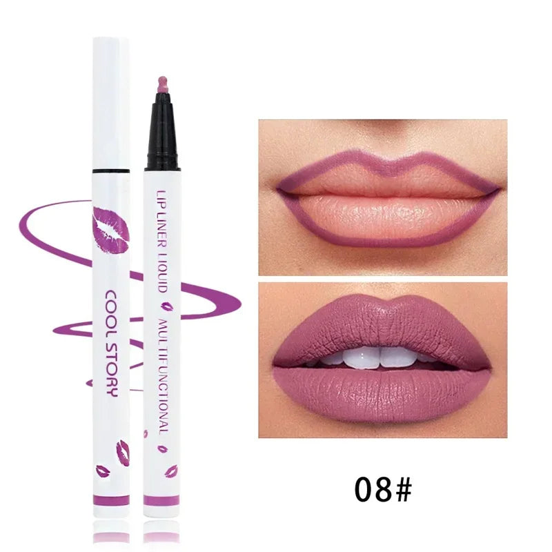 Matte Soft Lip Liner Liquid Lipliner Pencil Long Lasting Lips Cosmetic Tool Stick Quick Drying Smudge Proof Natural Lipstick Pen Good Vibrations