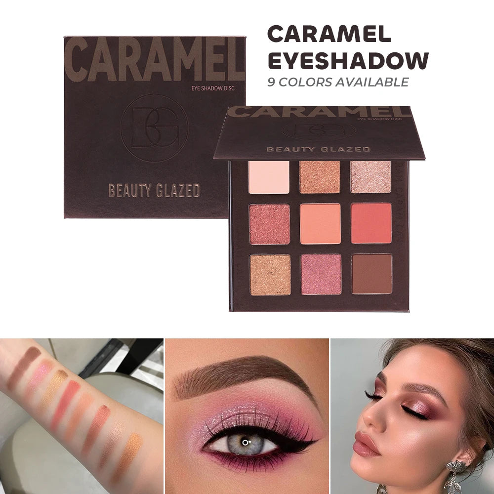 Beauty Glazed 9 Colors Eye Shadow Disc Makeup Palette Matte Shimmer Eye Pigmented Powder Make Up New Warm Earth Color Eyeshadow Good Vibrations