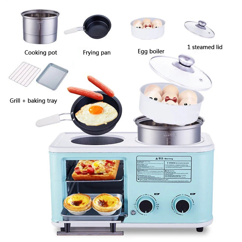 Household Electric 4 in 1 Breakfast Machine Mini Bread Toaster Baking Oven Omelette Fry Pan Hot Pot Boiler Food Steamer Good Vibrations Adult Super Store