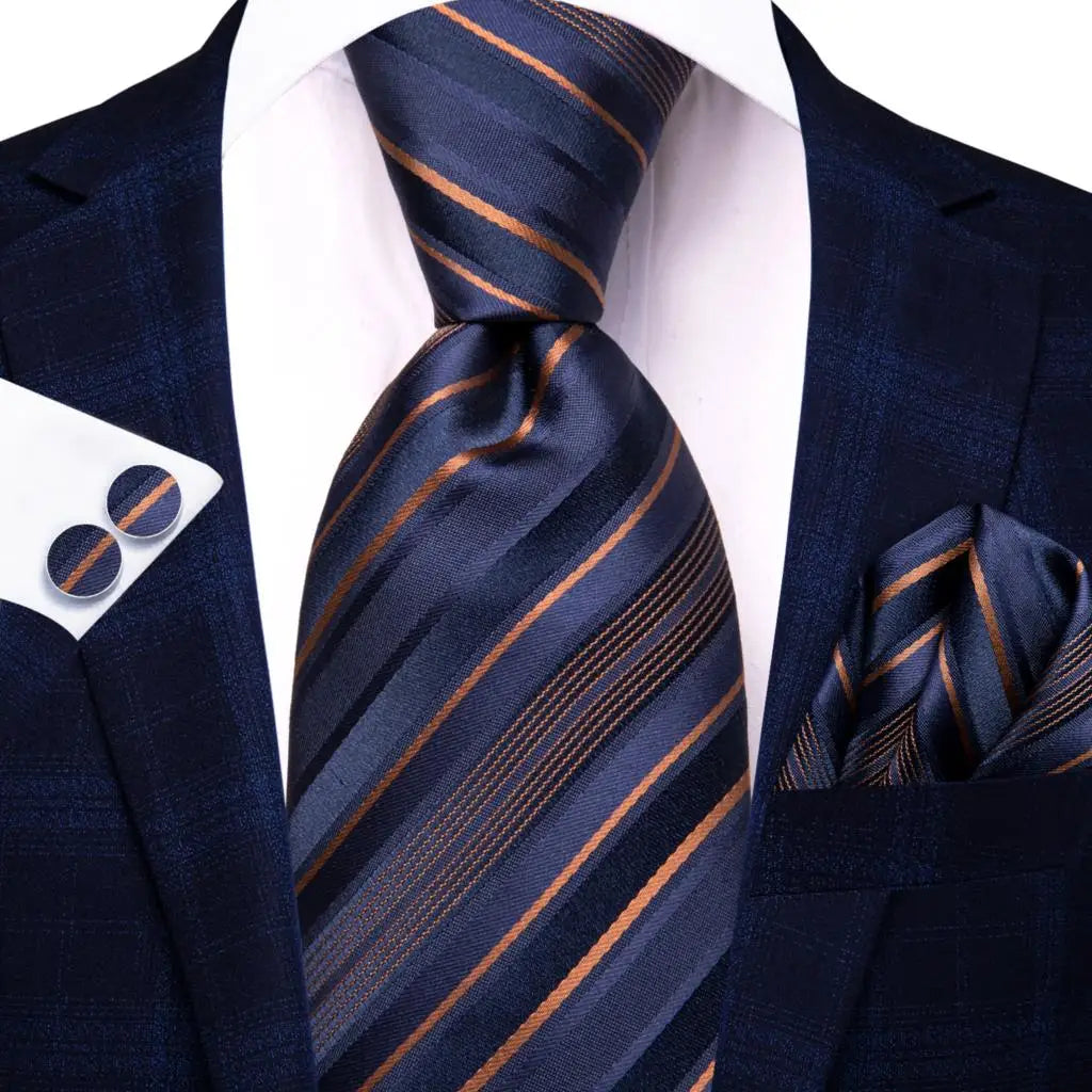Hi-Tie Blue Business Solid 100% Silk Men's Tie NeckTie 8.5cm Ties for Men Formal Luxury Wedding High Quality Gravata Good Vibrations