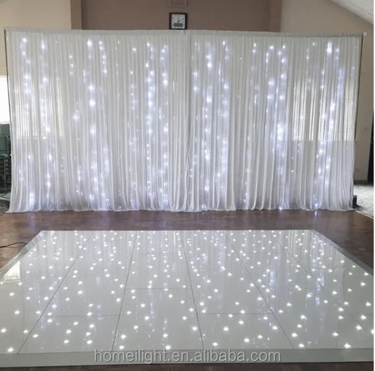 Romantic LED Star Cloth White Gauze Wedding Hotel Banquet Stage Backdrop LED Star Curtain W Good Vibrations