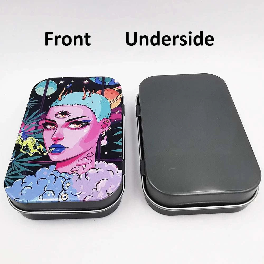 Tinplate Cigarette Case Tobacco Storage Box Flip Cap Humidor Rolling Paper Box Jewelry Candy Coin Key Fishing Organizer Sealed Good Vibrations Adult Super Store
