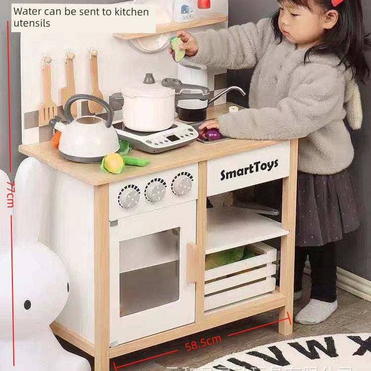Kids Play House Refrigerator Wooden Children's Early Education Baby Girl Smart Water Wooden Kitchen Toys Suit Good Vibrations