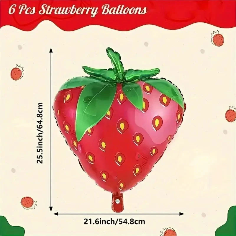 6 pieces, strawberry foil balloons, birthday party decorations, summer fruit party decorations balloons Good Vibrations