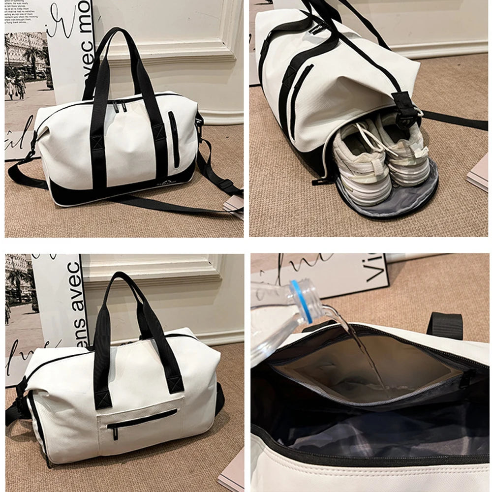 1PCS Gym Duffle Bag with Shoe & Wet Compartments, Multiple Pockets, Adjustable Shoulder Strap for Sports, Travel,Fitness,Workout Good Vibrations