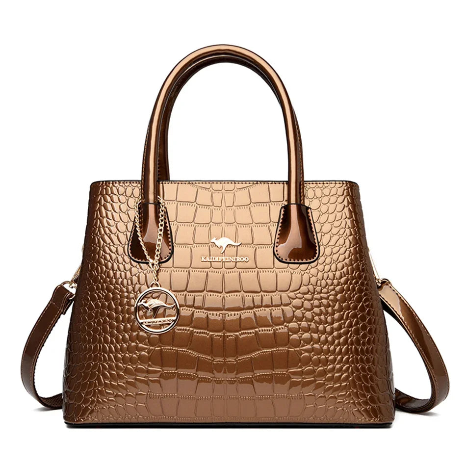 Luxury Patent Leather Crossbody Bags Women Crocodile Pattern Sac 2024 Large Capacity Ladies Shoulder Tote Bags Designer Purse Good Vibrations