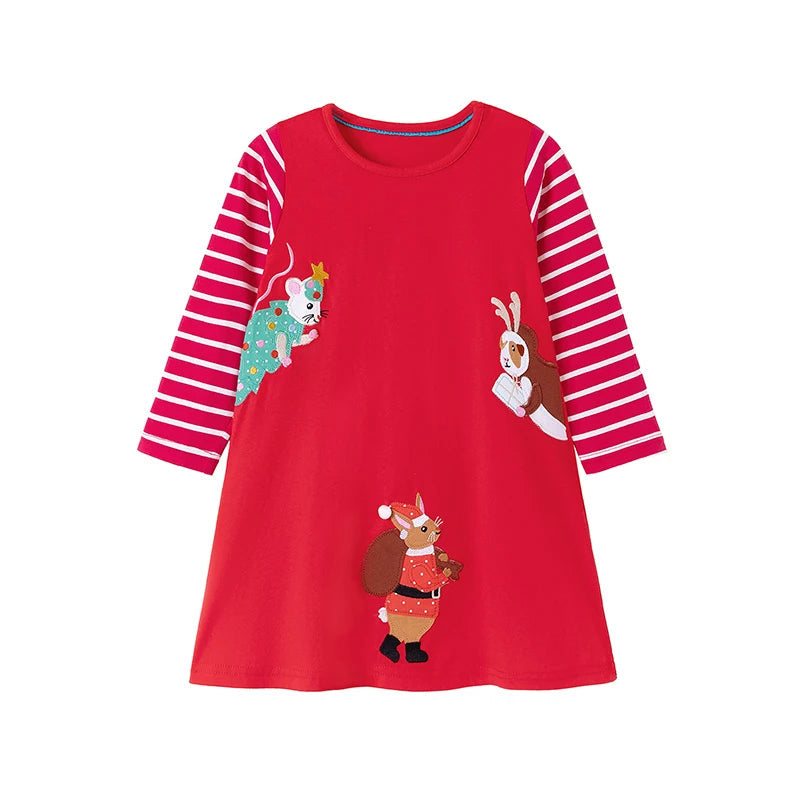 Little maven Kids Clothes Children's Clothing 2025 Autumn Cotton Baby Girls Cartoon Ballet Dancer Long Sleeves Dresses 2-7 year Good Vibrations