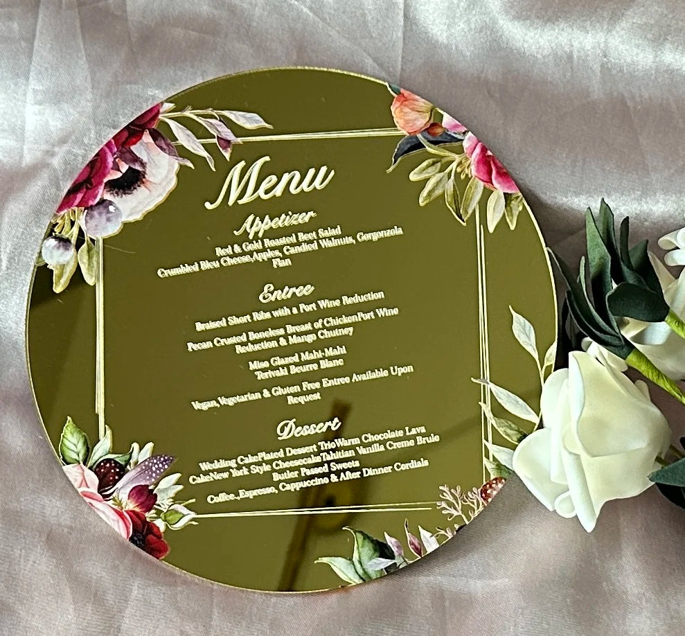 Custom 10pcs Acrylic Wedding Invitation,Mirror Gold.Silver,Rose Gold Acrylic Invitation,Anniversary Invitation,Wedding Menu Card Good Vibrations