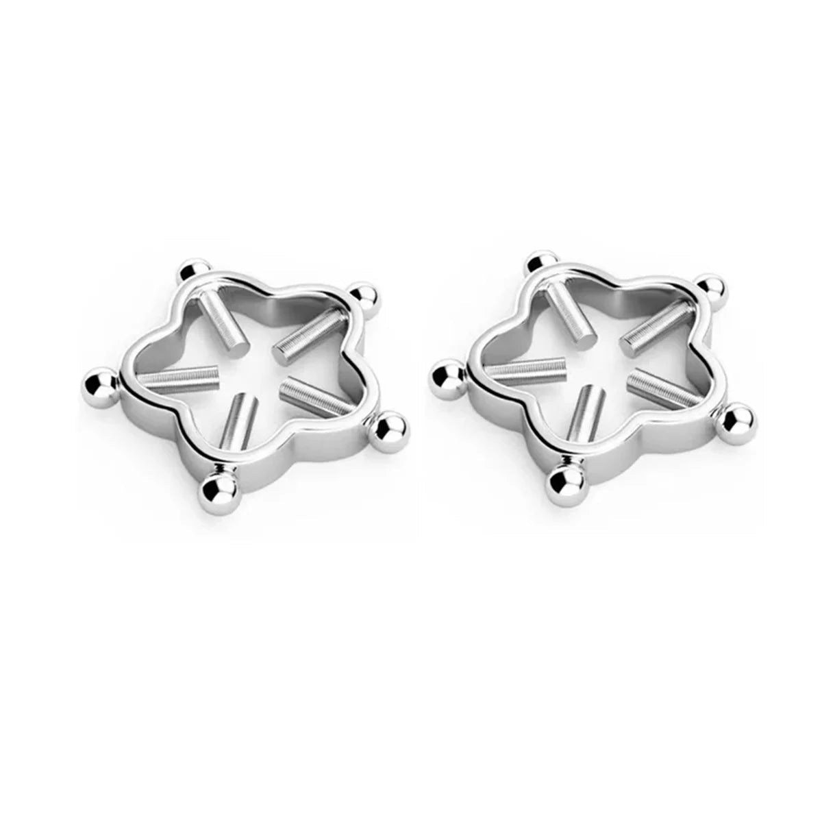 2Pcs 316L Stainless Steel Adjustable Nipple Rings for Women, Star Shaped Flower Shaped Clip On Nipple Ring Fake Piercing Jewelry Good Vibrations Adult Super Store