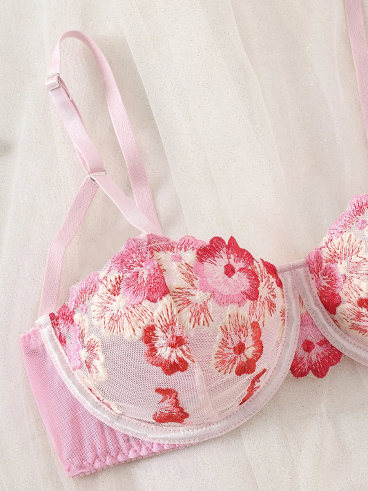 Women's Underwear Set Fancy Woman Semi-Sheer Embroidery Beautiful Bra And Panty Sets Erotic Outfits Sexy Lingerie Good Vibrations