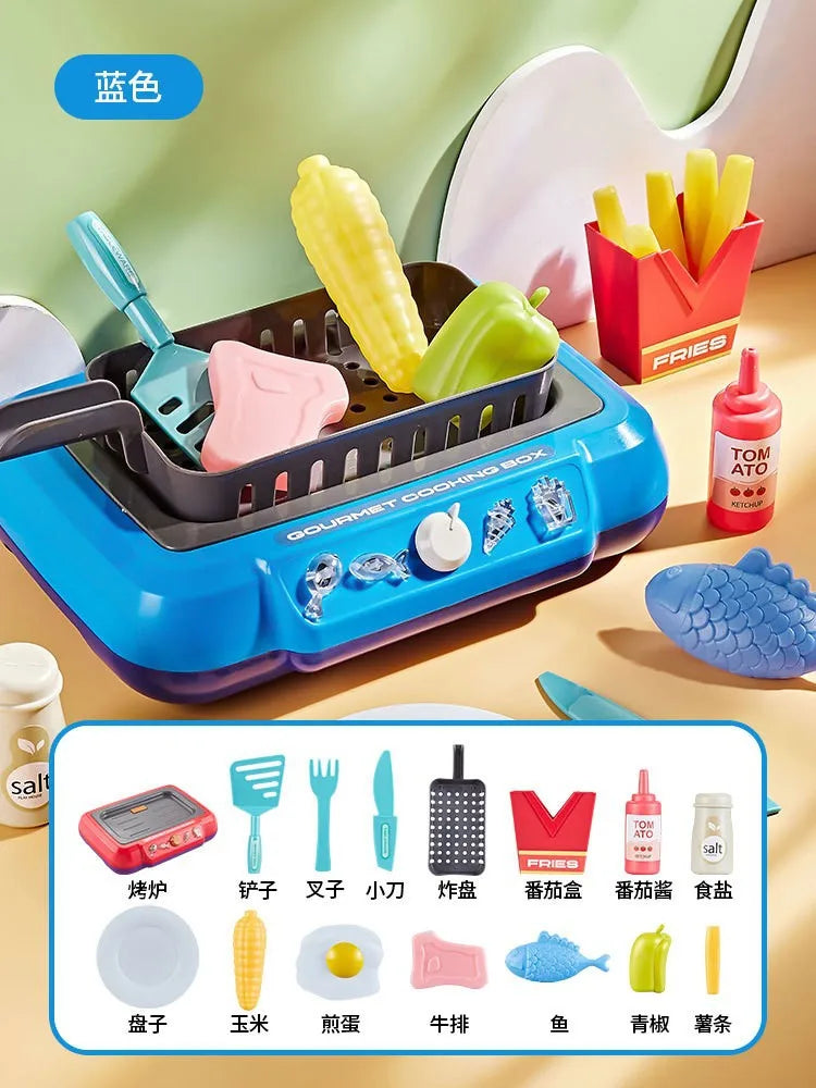 DIY Kitchen Cooking toy Set with 20pcs Multi-functional Induction Children's Play House Food Toys for Parent-child fuuny Gifts Good Vibrations