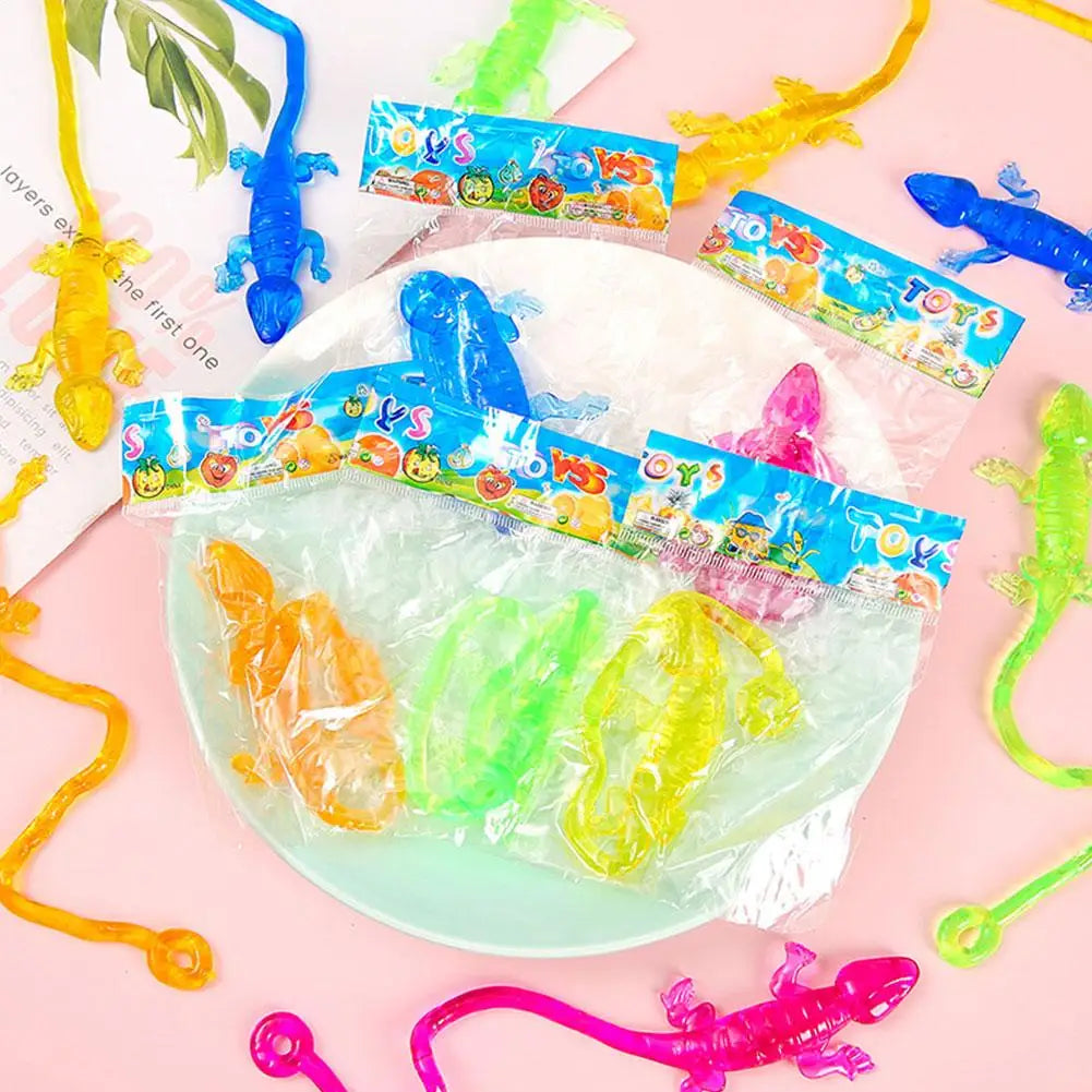 1-10X Colorful Lizard Retractable Sticky Gadget Toys For Kids Birthday Party Favors Pinata Fillers Halloween Gift Pinata Filler Good Vibrations