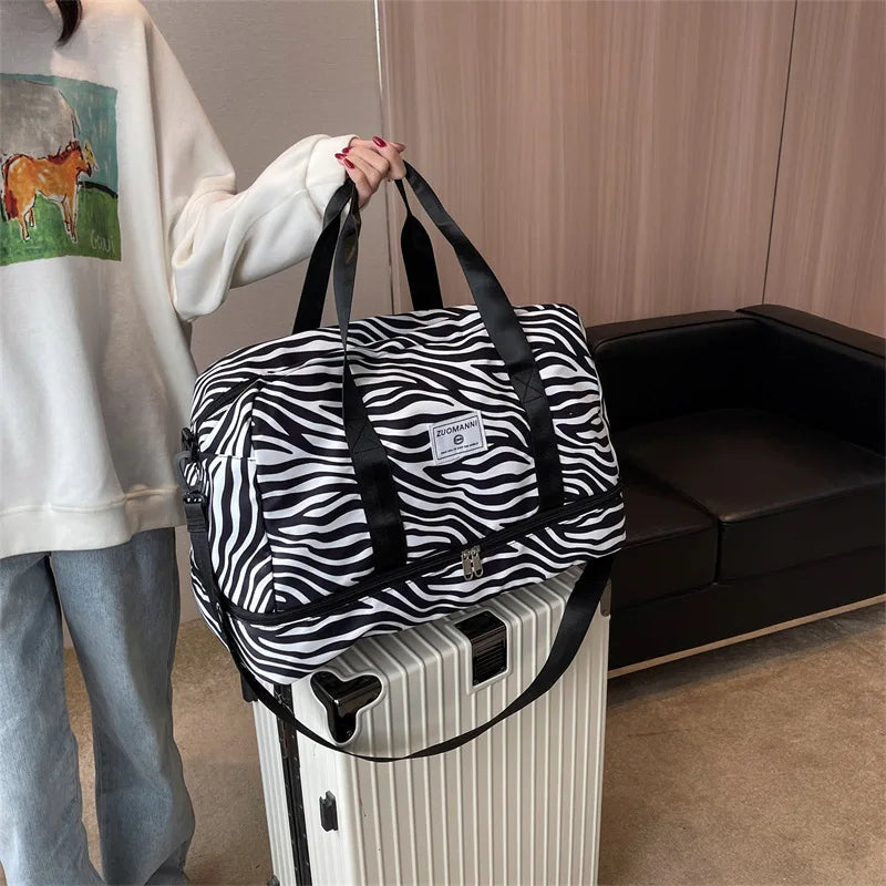 Large Gym Duffel Bag for Women and Men Travel Bag with Shoe and Wet Clothes Compartments Carry On Shoulder Tote Bags Good Vibrations