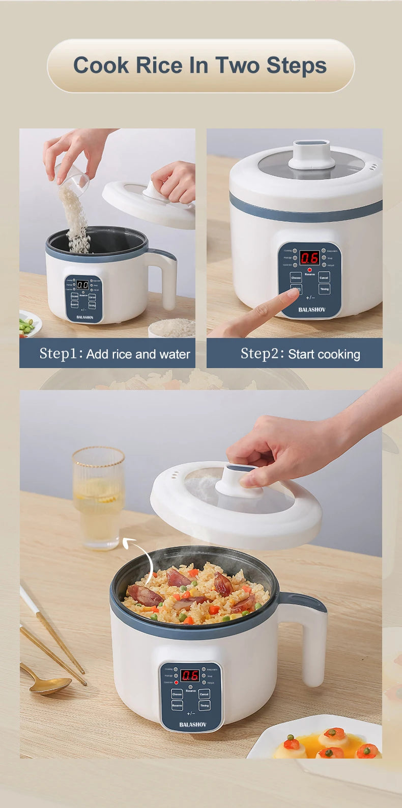 1.7L Electric Rice Cooker Single Double Layer 220V Multi Cooker Non-Stick Smart Mechanical MultiCooker Steamed Rice Pot For Home Good Vibrations Adult Super Store