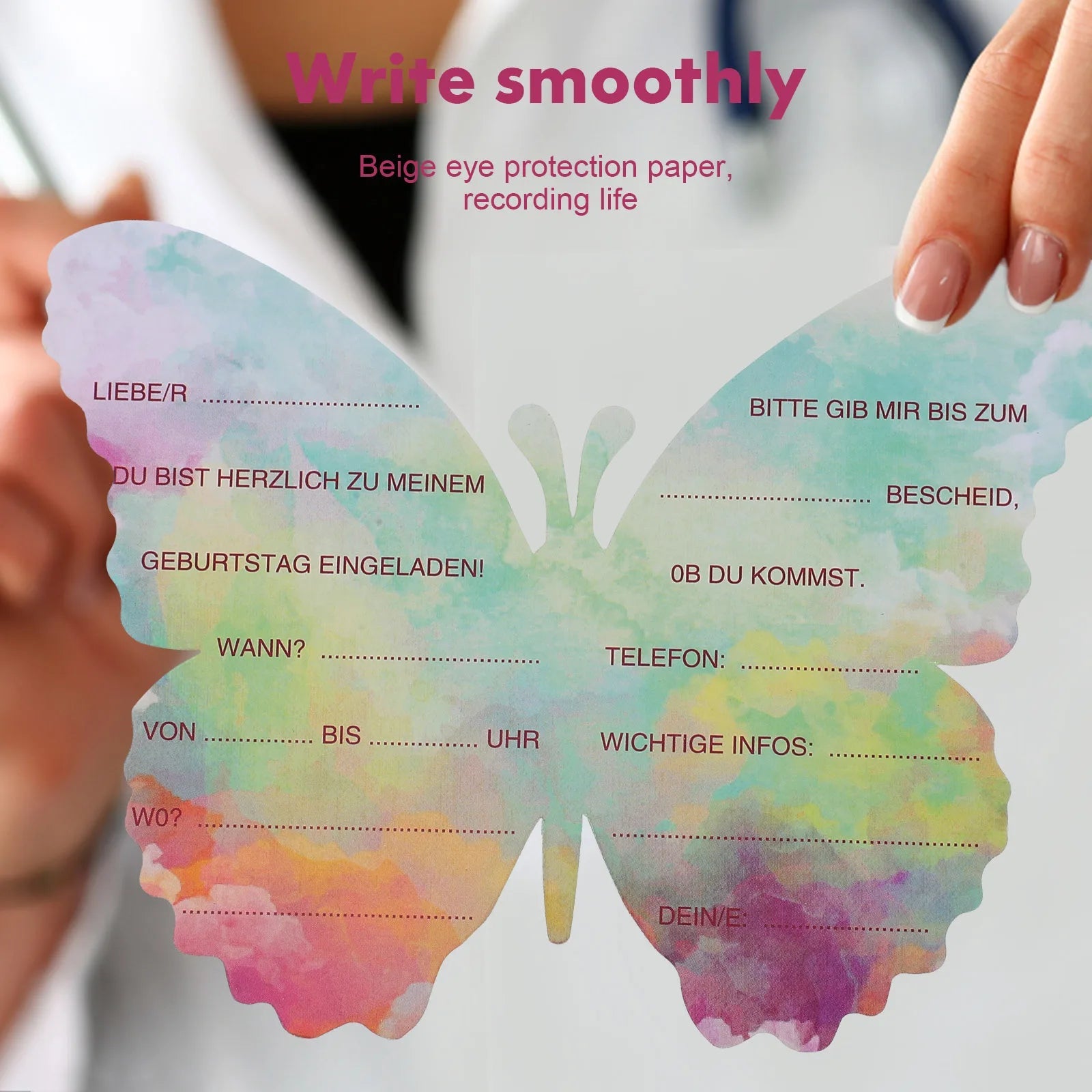 12 sets Pink Purple Butterfly Invitation Card Envelope Butterfly Stickers Girls Birthday Party Decors Baby Shower Wedding Supply Good Vibrations