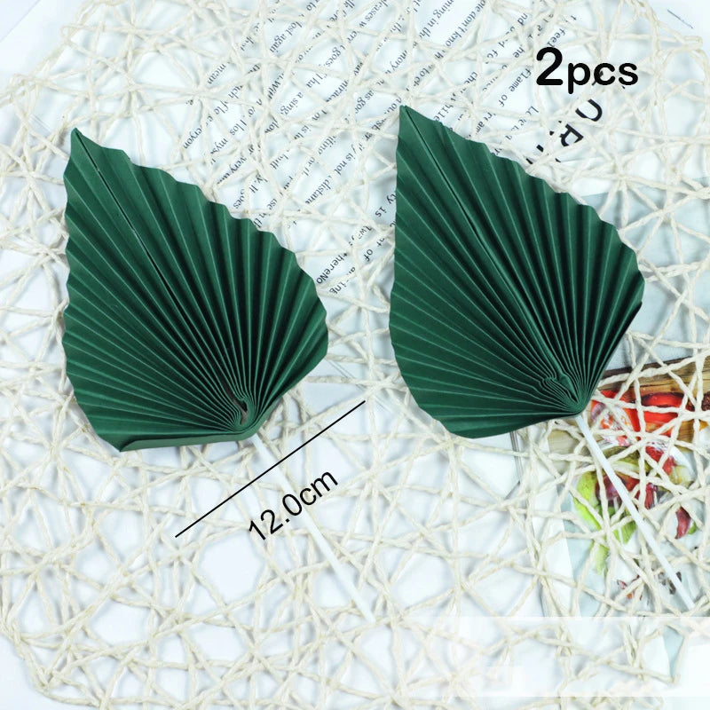 Suit Gold Palm Leaf Paper Fan Happy Birthday Cake Topper Metal Ball Flower Baby Shower Party Cupcake Decor Wedding Cake Toppers Good Vibrations