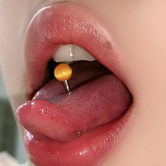 Surgical Steel Tongue Rings for Women Charming Opal Stone Tongue Barbells Piercing Body Jewelry 14g Good Vibrations