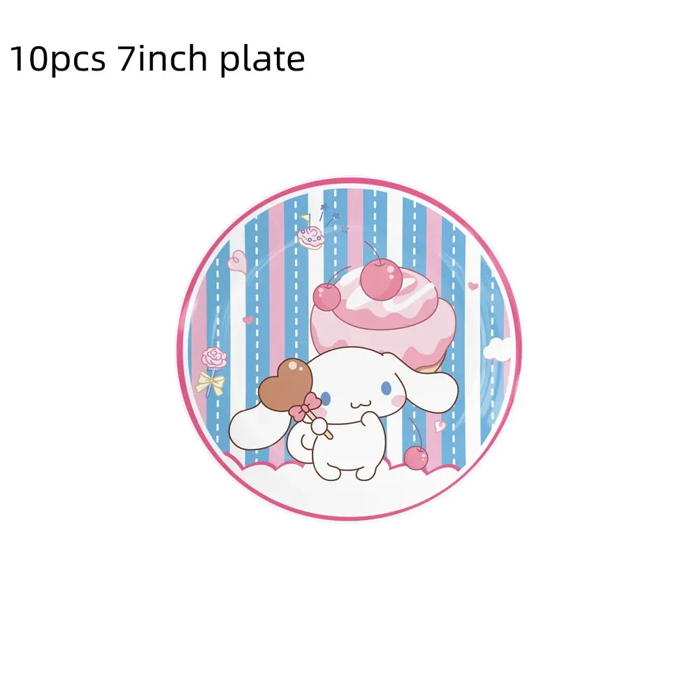 Cinnamorolls Birthday Party Decoration Tableware Set Balloons Cup Plate Banner for Kids Party Favors Baby Shower Supplies Good Vibrations