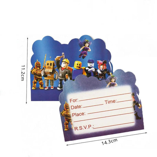 10pcs Roblox Invitation Cards Birthday Party Decoration Supplies Card Single-Page Type Event Paper Cards Kids Boys Favors Party Good Vibrations