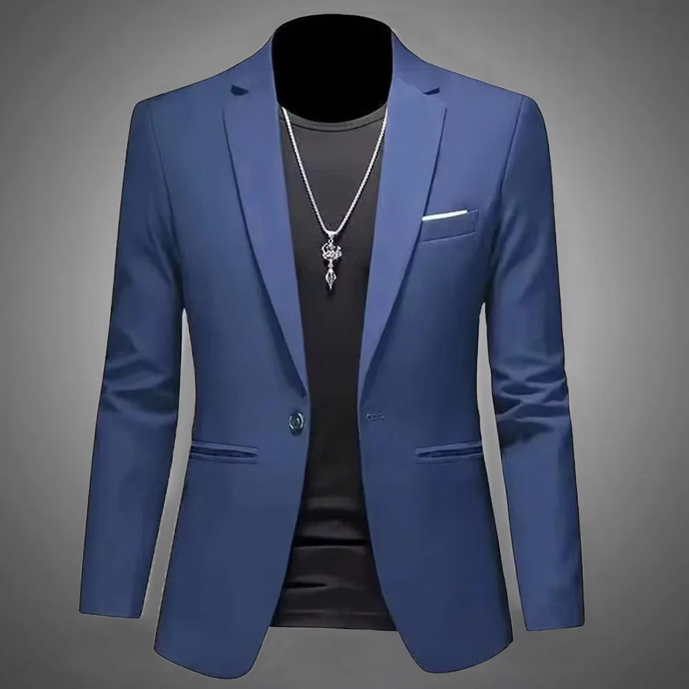 Men's Trendy Leisure Boutique Suit Jacket Autumn Casual Business Slim Fit Non-ironing Single Button Suit Solid Formal Blouse Good Vibrations
