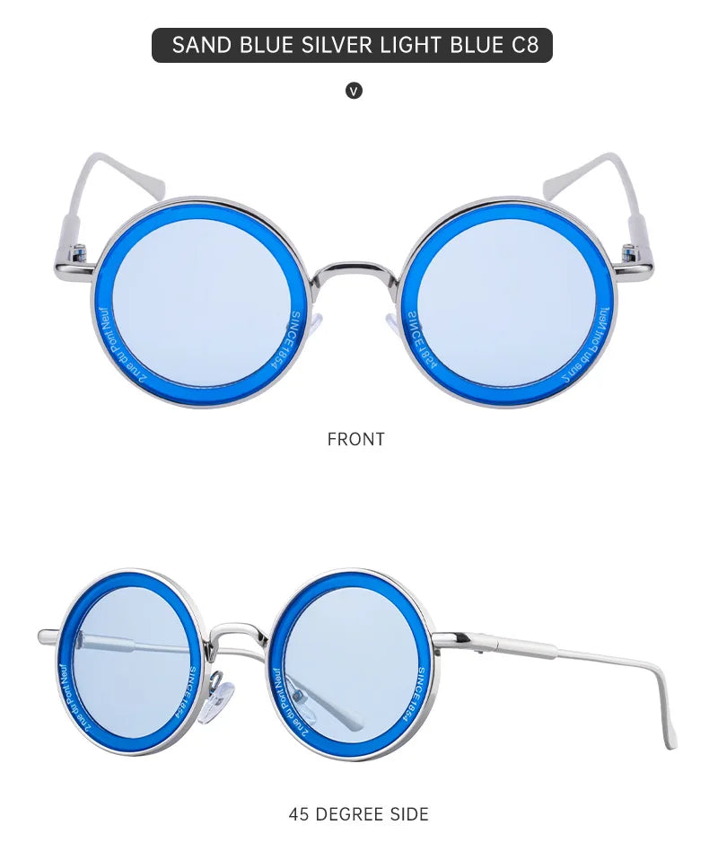 Round Steampunk Sunglass Men Vintage Punk Sunglasses Women Trendy Retro Fashion Glasses Gafas De Sol Hombre Lunette Soleil Femme Good Vibrations