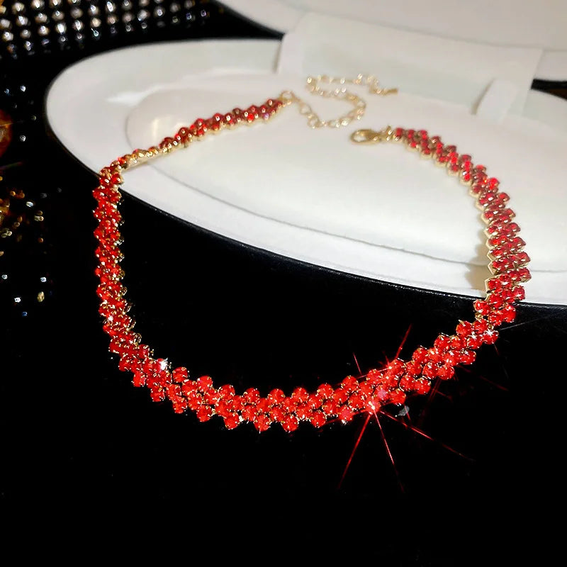 Luxury Shiny Full Rhinestone Choker Necklace for Women Personalized Geometric Crystal Necklaces Wedding Jewelry Party Gifts Good Vibrations Adult Super Store
