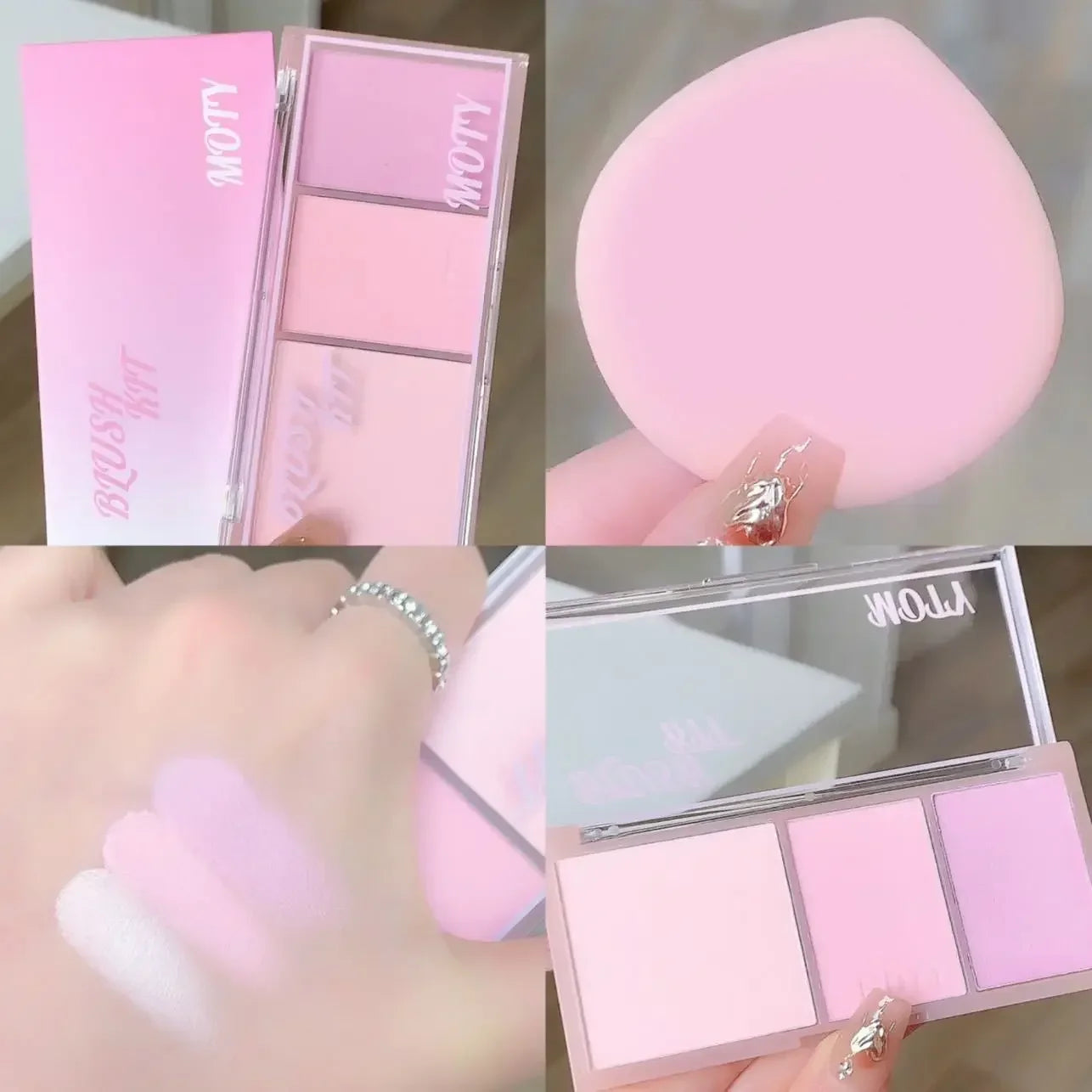 Pink Series 3 Colors Blush Makeup Palette Mashed Potato Texture Matte Cheek Tint Contour Shadow Blusher Cosmetics Rouge Powder Good Vibrations