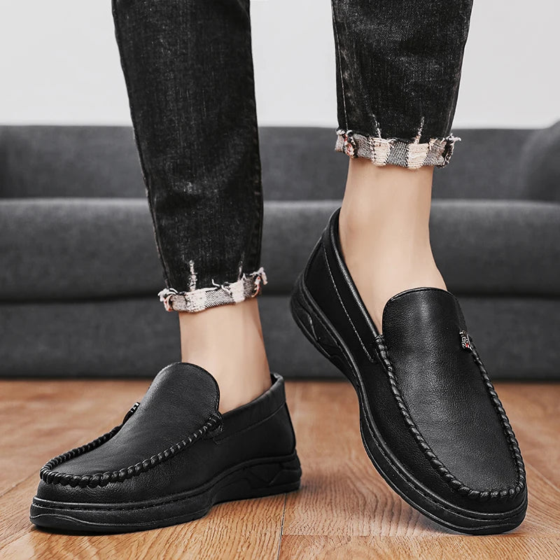 High Quality Breathable Formal Mens Dress Shoes Italian Mens Loafers Luxury Brand Leather Men Casual Shoes Slip-on Driving Shoes Good Vibrations