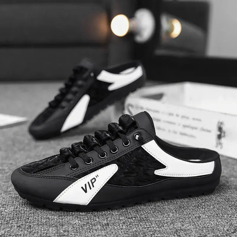 Men's Casual Slippers Summer Comfortable Anti Slip Mesh Breathable Men's Sports Shoes Lightweight Soft Soled Half Slippers Good Vibrations