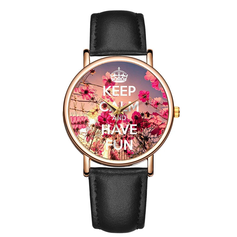 Fashion Women Quartz Watch Set For Women Flower Leather Waterproof Light Round Dial Wristwatch  Moda Clock Reloj Hombre Good Vibrations