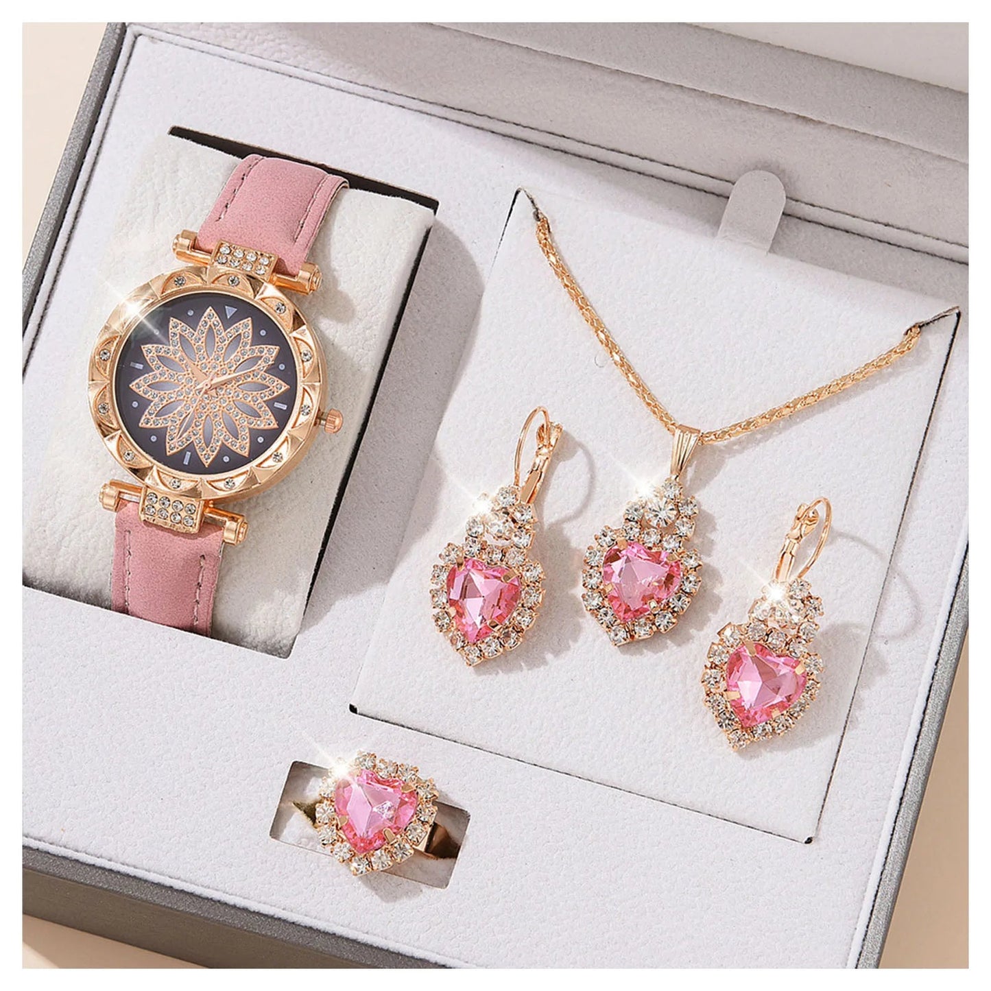 Watches Sets Gifts for Women Crystal Bling Wristwatch Jewelry Kit Gift for Mom Wife Girlfriend Good Vibrations Adult Super Store