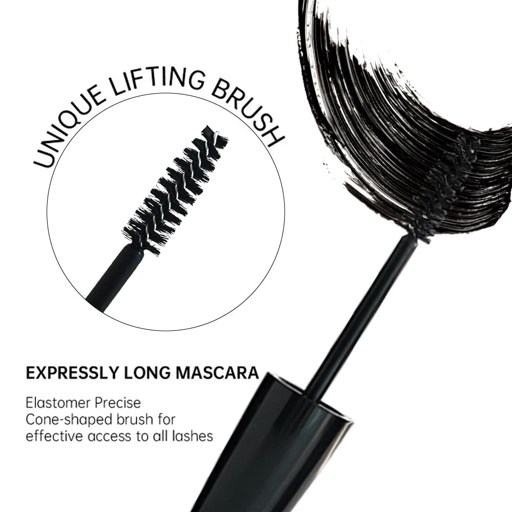 Black Mascara Thickening - Long-Lasting, Volumizing , Fiber Formula with 360° Spiral Brush Waterproof Liquid Fiber Mascara Good Vibrations