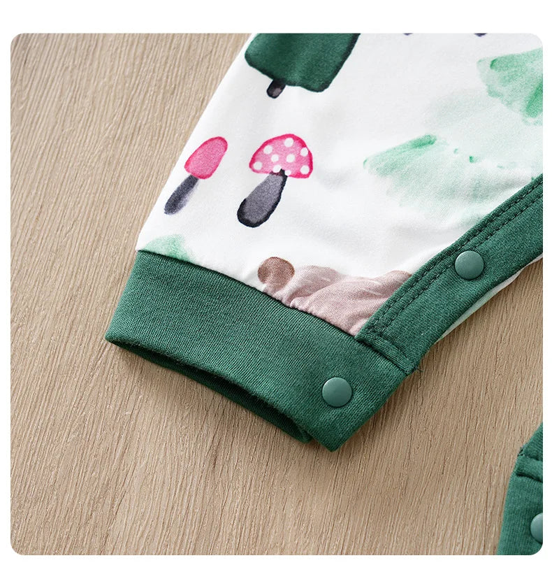 Baby Autumn Clothes Cartoon Animal Elements Baby Boy Long Sleeved Jumpsuit Casual Baby Single Breasted Clothes Good Vibrations