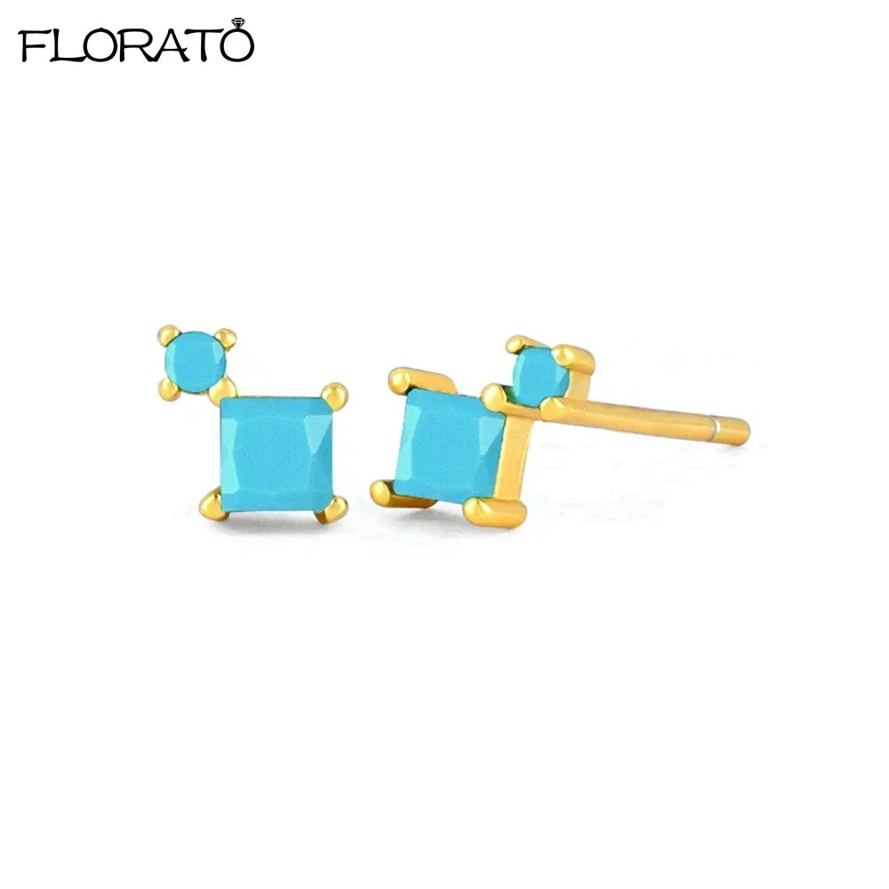 925 Sterling Silver Needle Summer Blue Earrings Trend 18K Gold Hoop Earrings for Women Fashion Puncture Jewelry Ear Accessories Good Vibrations