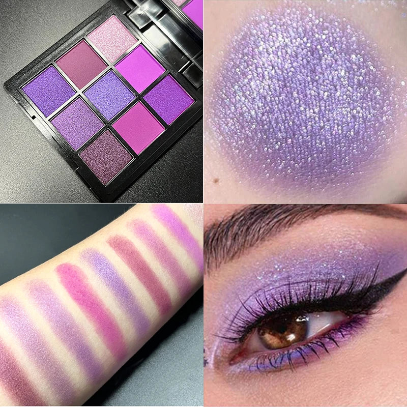 9-Grid Eye Shadow Palette Make-up for Women Glitter Pearlescent Matte Eyeshadow Cosmetics Shimmer Long Lasting Makeup Products Good Vibrations